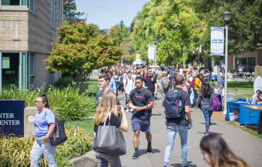 Large picture of SSU student participating in the Spring job fair